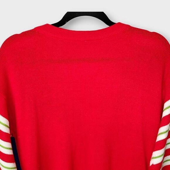 V28 Womens Holiday Cardigan Sz Large Red Christmas Sweater Long Button Up Xmas - Picture 4 of 9